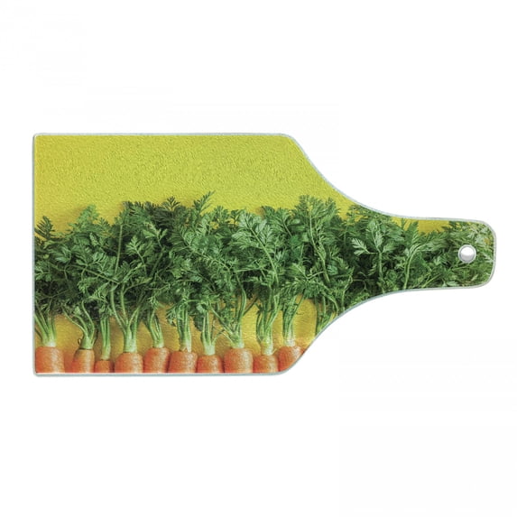 Natural Color Cutting Board, Photo of Ripe Carrots in a Row Vegetable Art, Decorative Tempered Glass Cutting and Serving Board, in 3 Sizes, by Ambesonne