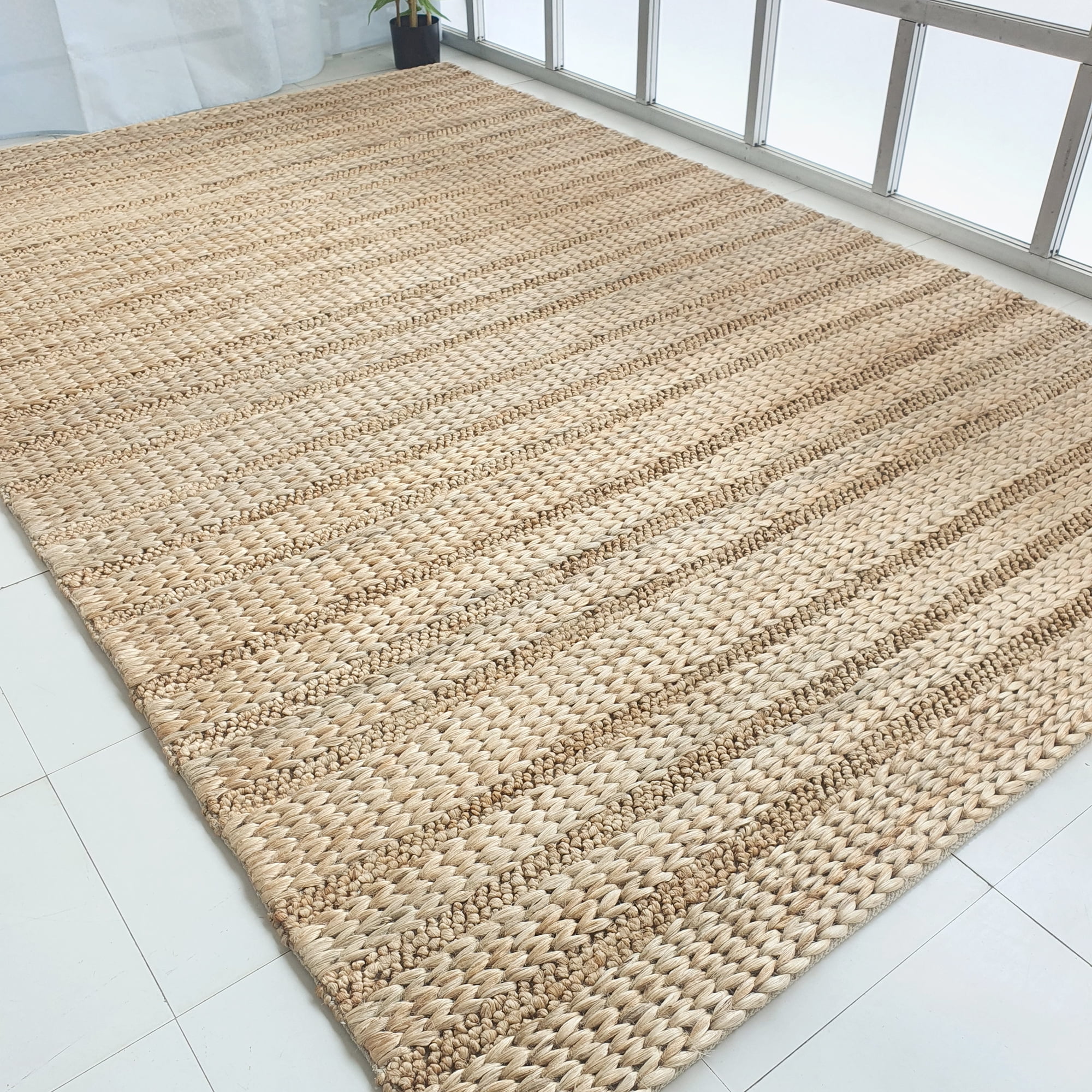 Natural Color Jute & Cotton Ramsha Handmade Decor Woven Rug- SR 043 ...