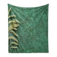 thumbnail image 1 of Natural Color Soft Flannel Fleece Throw Blanket, Agriculture Themed Photo with Wheat on Grunge Backdrop, Cozy Plush for Indoor and Outdoor Use, 70" x 90", Jade Green Olive Green, by Ambesonne, 1 of 5