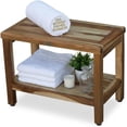 thumbnail image 1 of Natural Color  Teak Wood Shower Bench Stool Seat Chair For Inside Shower Provides   Storage  and Organization For Bathroom Accessories, 1 of 5