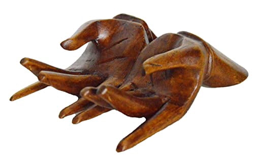 Hand-Carved Tropical Wood Business Card Holder – Natural Color, Unique Display