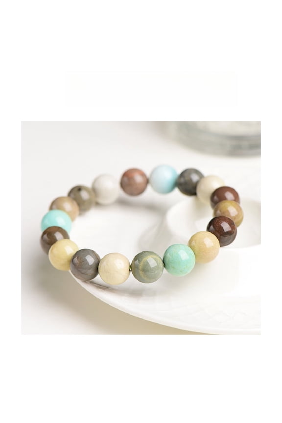 Natural Colorful Agate round Beads Elastic Bracelet Color Random 2
