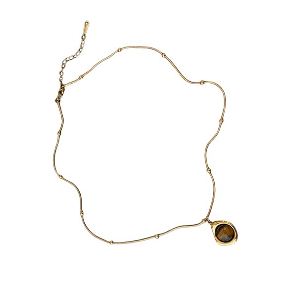 Natural Colorful Bead Necklace Adjustable Length Neckchain Alloy Chain Choker Jewelry Fashion Accessories