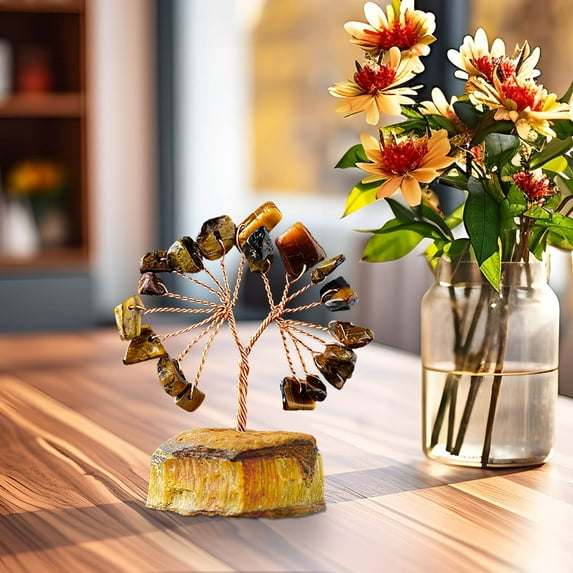 Natural Colorful Crystal Stone Money Tree Handwoven Amethyst Base Wealth Tree Home Office Desk Feng Shui Decor Spiritual Healing Gift