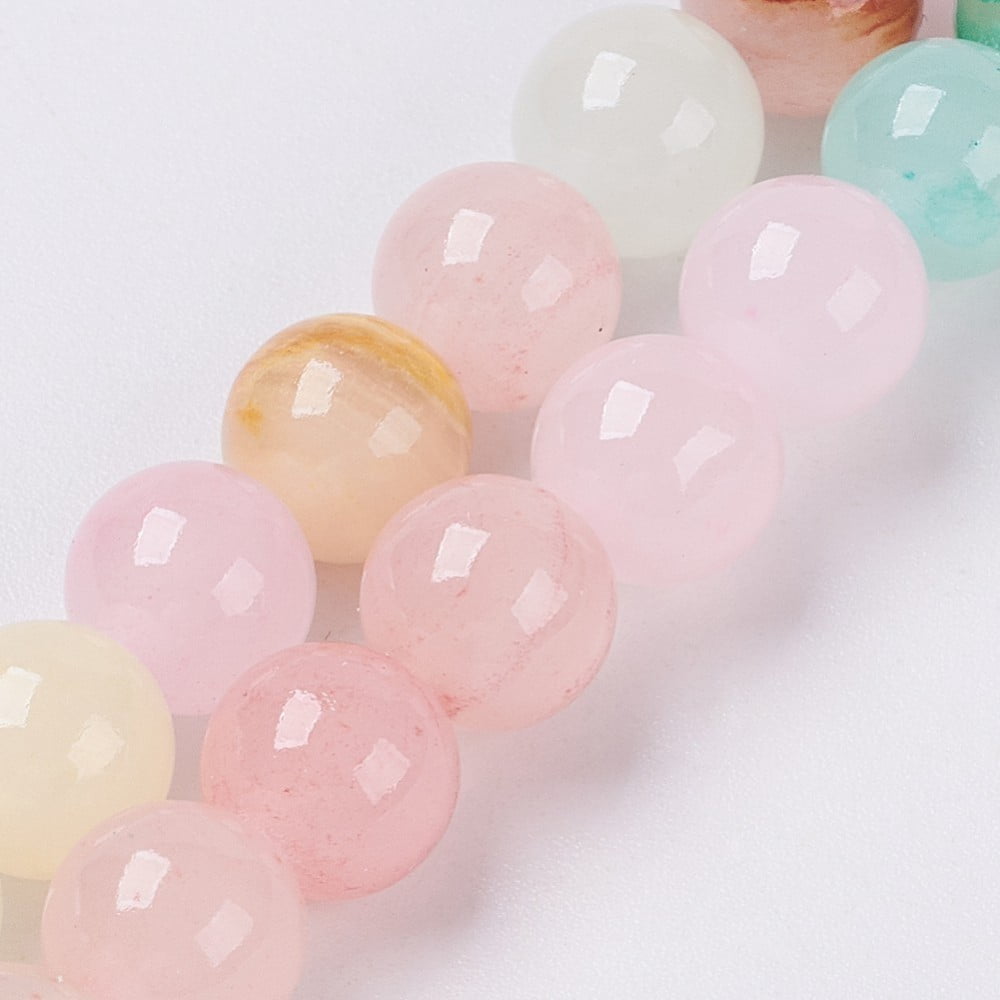 Natural Colorful Green Jade Beads Strands Dyed Round Mixed Color 10mm Hole: 1.4mm about 39pcs/strand 15.7 inch(40cm)