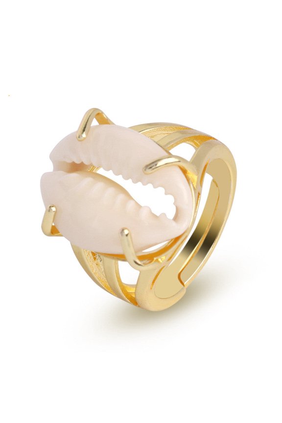 Natural Conch Shell Ring Gold-plated Silver Women's Simple Ring
