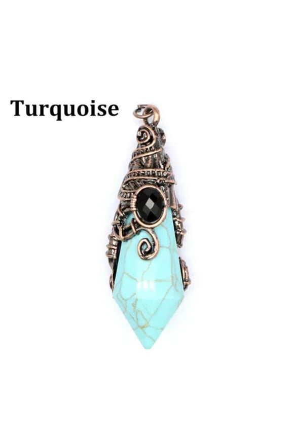 Natural Cone Hexagonal Crystal Pendant Chakra Wizard Hat Stone Point Pendulum