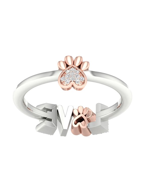 Natural Constellation Two-Tone Cat's Claw Love Ring, Zinc Alloy Fashion Ring for Women, Gift Packaging