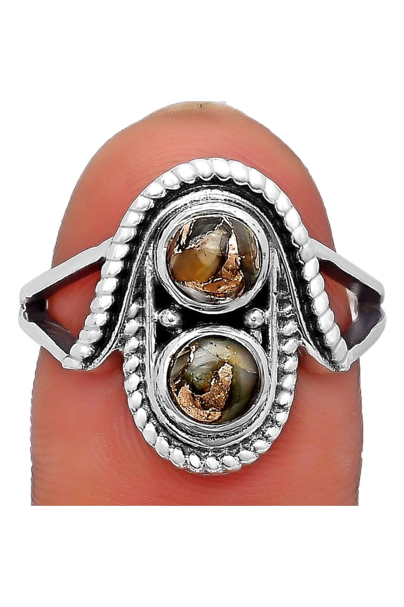 Natural Copper Abalone Shell 925 Sterling Silver Ring s.8.5 Jewelry R-1027 SDR195831
