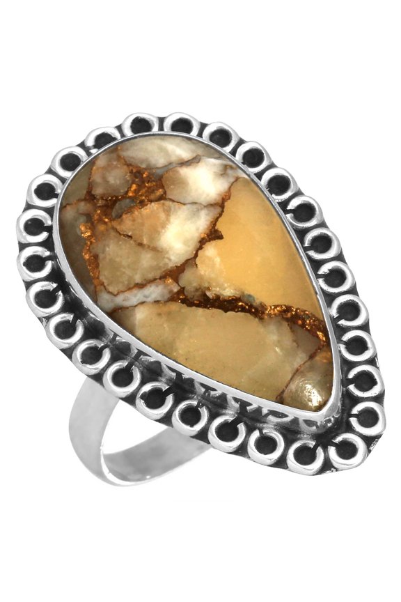 Natural Copper Calcite Latest Ring Solid 925 Sterling Silver