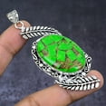 thumbnail image 1 of Natural Copper Green Turquoise Gemstone 925 Steling Silver Pendant 3.15", 1 of 2