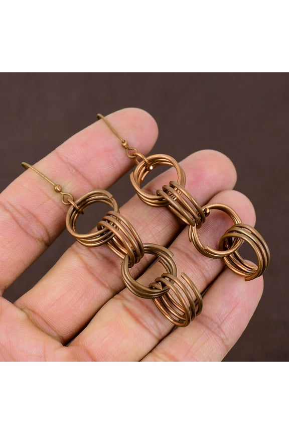 Natural Copper Handmade Wire Wrap Christmas Gift Jewelry Earring 2.95
