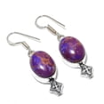 thumbnail image 1 of Natural Copper Purple Turquoise Gemstone 925 Sterling Silver Earring 1.81", 1 of 2