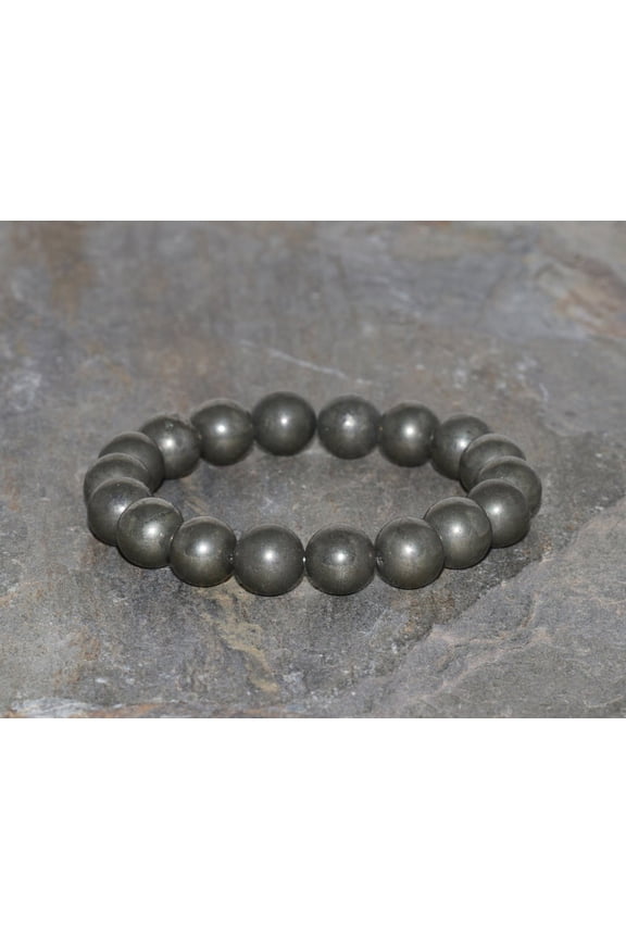 Natural Copper Pyrite 10mm round Shape Smooth Cut Beads Stretchable Bracelet for Men & Women.