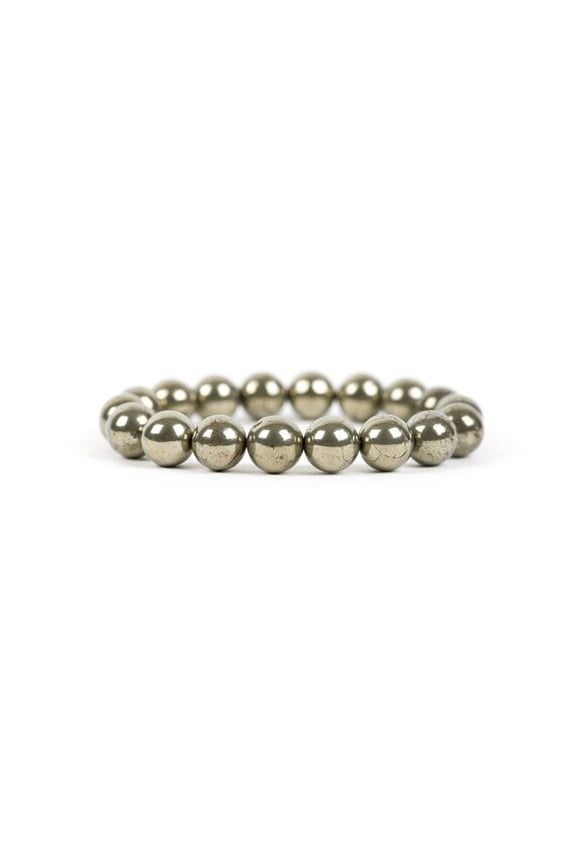 Natural Copper Pyrite 10mm round Shape Smooth Cut Beads Stretchable Bracelet for Men & Women.