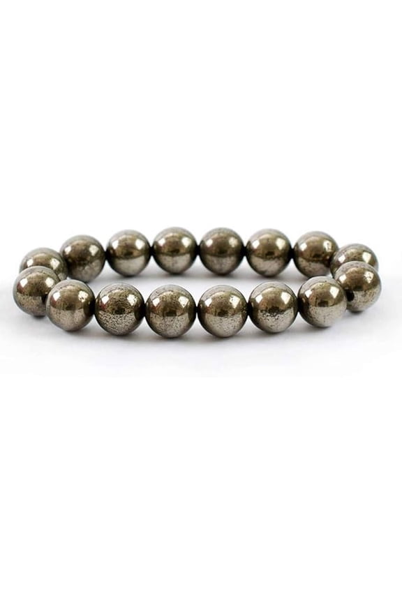 Natural Copper Pyrite 10mm round Shape Smooth Cut Beads Stretchable Bracelet for Men & Women.
