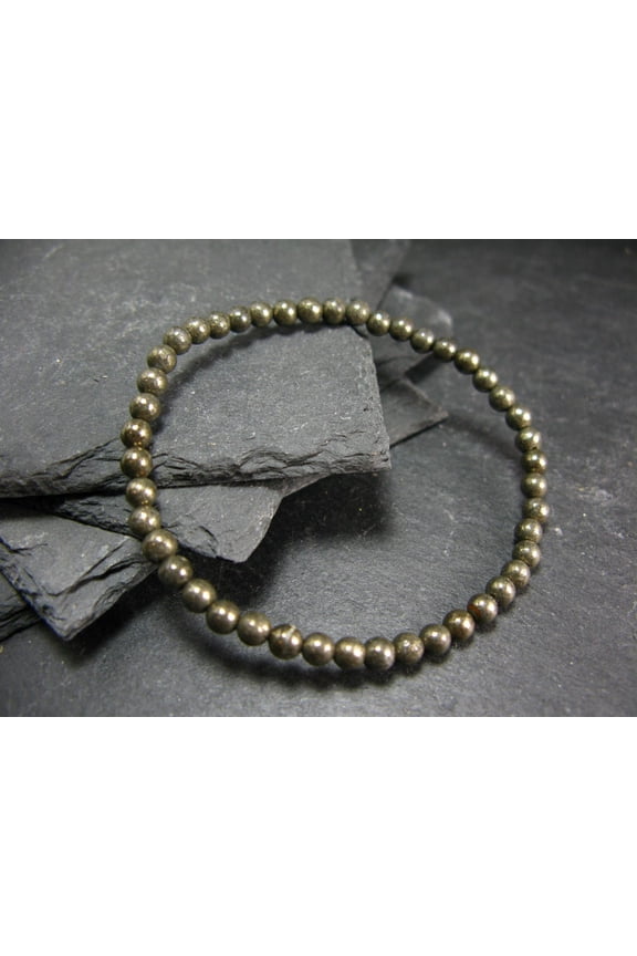 Natural Copper Pyrite 4mm Round Shape Smooth Cut Beads Stretchable Bracelet for Men & Women.