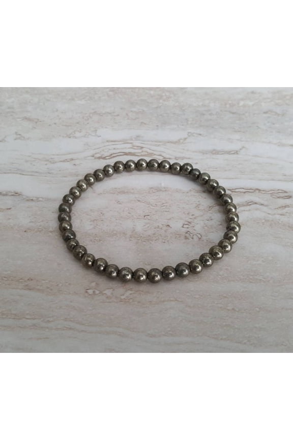 Natural Copper Pyrite 4mm round Shape Smooth Cut Beads Stretchable Bracelet for Men & Women.