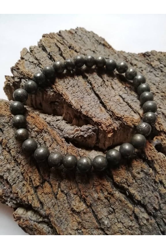 Natural Copper Pyrite 6mm round Shape Smooth Cut Beads Stretchable Bracelet for Men & Women.