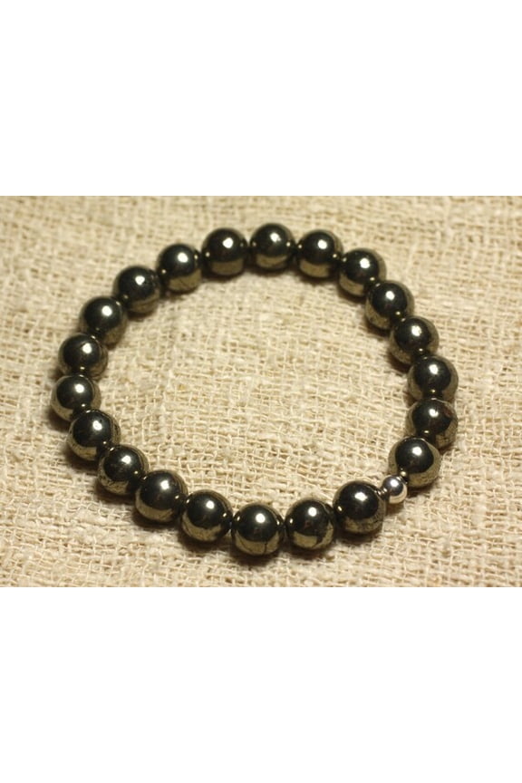 Natural Copper Pyrite 8mm Round Shape Smooth Cut Beads Stretchable Bracelet for Men & Women.