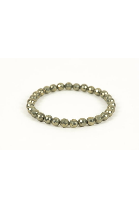 Natural Copper Pyrite 8mm round Shape Faceted Cut Beads Stretchable Bracelet for Men & Women.