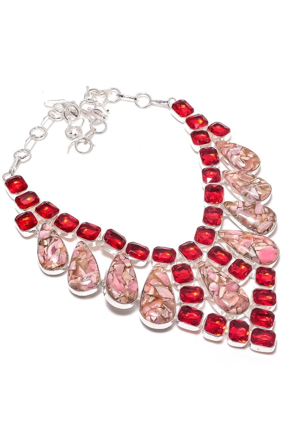 Natural Copper Rhodochrosite 925 Sterling Silver Jewelry Necklace 18"