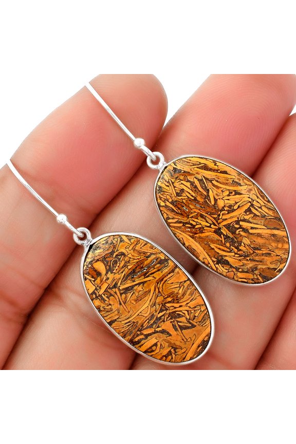 Natural Coquina Fossil Jasper - India 925 Sterling Silver Earrings Jewelry SDE62468