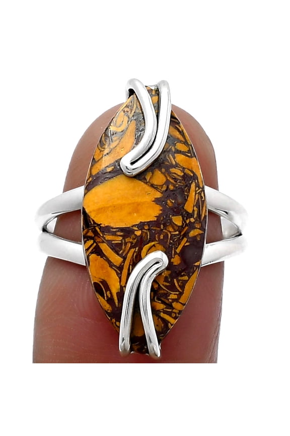 Natural Coquina Fossil Jasper India 925 Sterling Silver Ring s.7 Jewelry R-1502 SDR159536