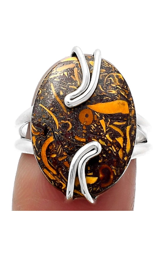 Natural Coquina Fossil Jasper India 925 Sterling Silver Ring s.7 Jewelry R-1502 SDR159539