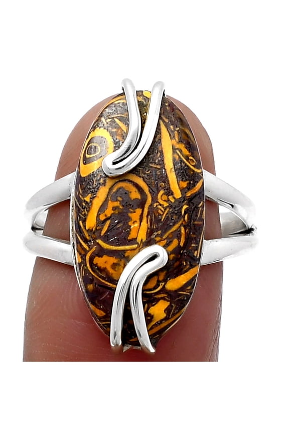 Natural Coquina Fossil Jasper India 925 Sterling Silver Ring s.8 Jewelry R-1502 SDR159537