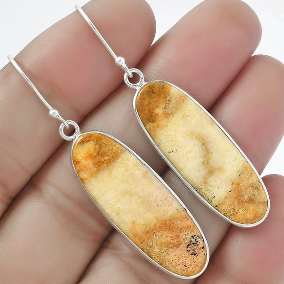 Natural Coral Jasper 925 Sterling Silver Earrings Jewelry E-1001 SDE61380