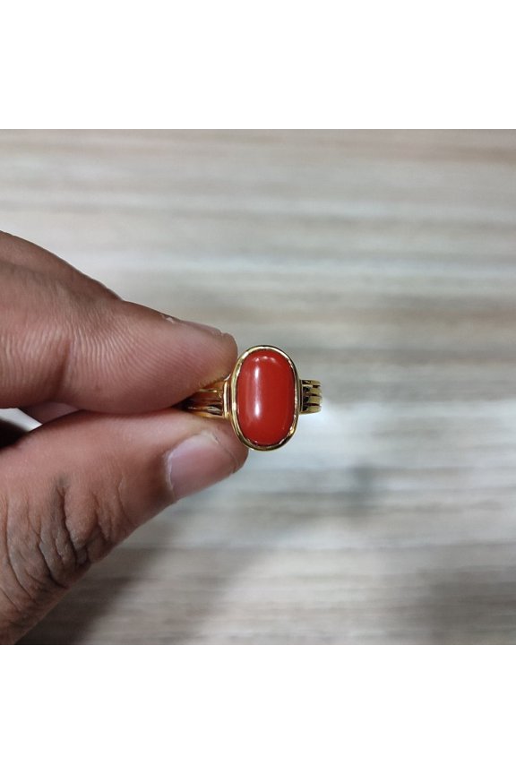 Natural Coral Ring-Red Coral Stone Ring's gift ring-Astrological-Ring For Unisex-Birthstone Jewelry-Birthday Gift For Him