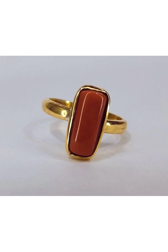 Natural Coral Ring-Red Coral Stone Ring's gift ring-Astrological-Ring For Unisex-Birthstone Jewelry-Birthday Gift For Him