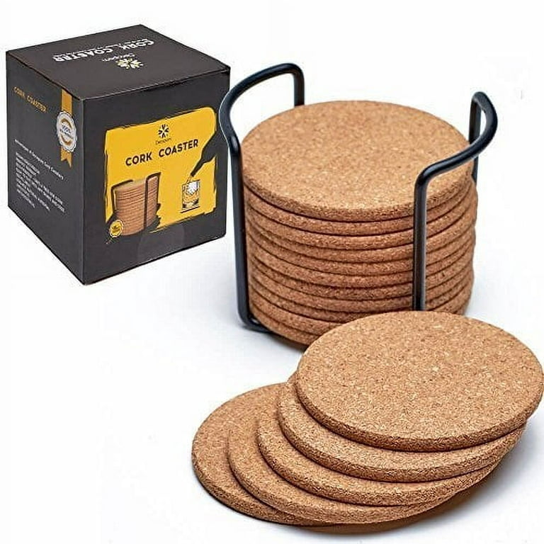 ToolMenu Cork Coasters for Drinks Absorbent - 6 Pcs 4 Inch Round Edge Heat  Resistant Reusable Drink Coaster Set Extra Thick Perfect Cups Mugs Glasses