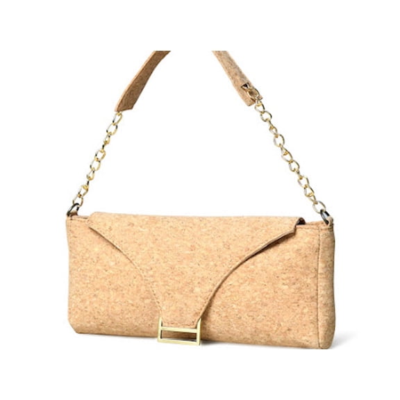 SHARO Women's Natural Cork Evening Handbag, Beige
