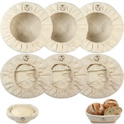 Natural Cotton Bread Basket Liner Cloth 9 Inch Round &10 Inch Oval Reusable Proofing Liner for Banneton, Handmade Hangable Washable Fabric with Sourdough Baking Kit, Gift for Baker, Set of 6