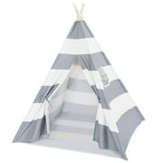 Natural Cotton Canvas Teepee Tent for Kids  Indoor & Outdoor Use GreyWideStripe_2pc 2pc