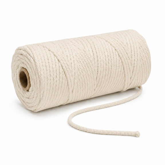 Natural Cotton Macrame Cord 3mm x 100 Yards - Soft Colored Macrame Rope for Plant Hangers, Wall Hangings & Dreamcatchers - Beige Craft Yarn for DIY Projects, Off-White