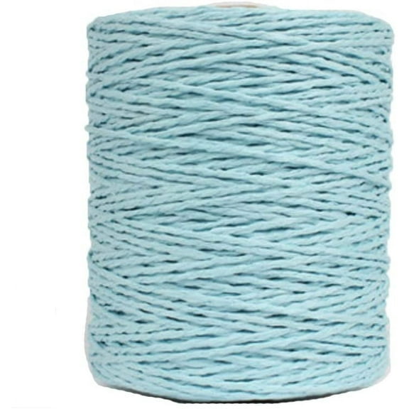 Natural Cotton Raffia Yarn - Light Blue Sun Hat, Beach Bag - 280 Meters/306 Yards
