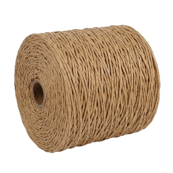 Natural Cotton Rayon Raffia Yarn for Crochet Summer Sun Hat, Beach Bag, Straw Knit Yarns, Knitting Craft Packing Twine Materials, DIY Weaving Thread for Home Decor, Garden, Gift Making, Brown