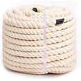 thumbnail image 1 of Natural Cotton Rope(1inches x 50ft), 3-Strand Twisted Cotton Rope, Natural Thick White Rope, Soft Rope Cord Craft Rope for DIY Crafts Decoration Pet Toys, Indoor & Outdoor Use, 1 of 6