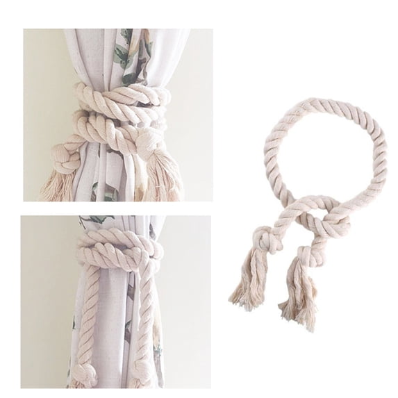 Natural Cotton Rope Curtain Tiebacks, Handcrafted Decorative Holdbacks for Drapes and Sheer Curtains, Rustic Boho Home Decor Accessories for Living Room and Bedroom