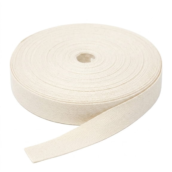 Natural Cotton Twill Tape 1/4 Inch Wide, Herringbone Bias Tape for Sewing, Seam Binding, Webbing, Drawstring, Apron Straps, Trim, Gift Wrapping, Machine Washable, 50 YDs, White