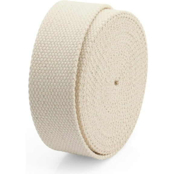 Natural Cotton Webbing Ribbon for Arts & Crafts, Fabric Purse Strap, Belting, Tote Bags (1 1/2 Inch, 5 Yards)