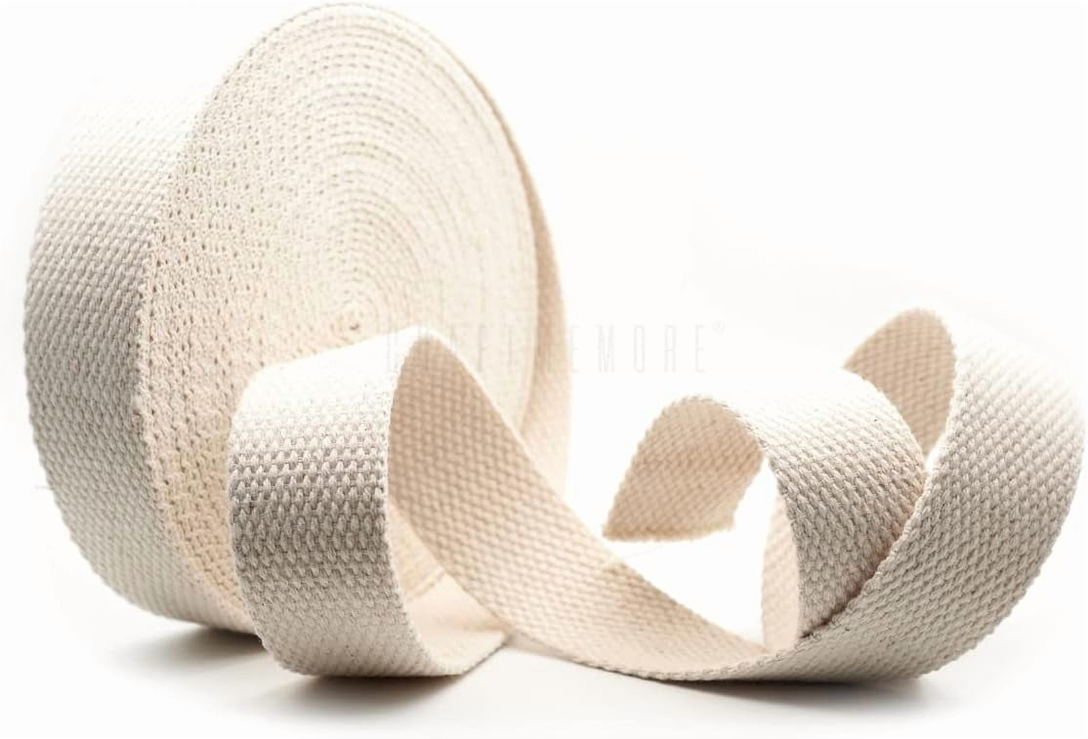 Natural Cotton Webbing Ribbon for Arts & Crafts, Fabric Purse Strap, Belting, Tote Bags (1 1/2 Inch, 50 Yards)