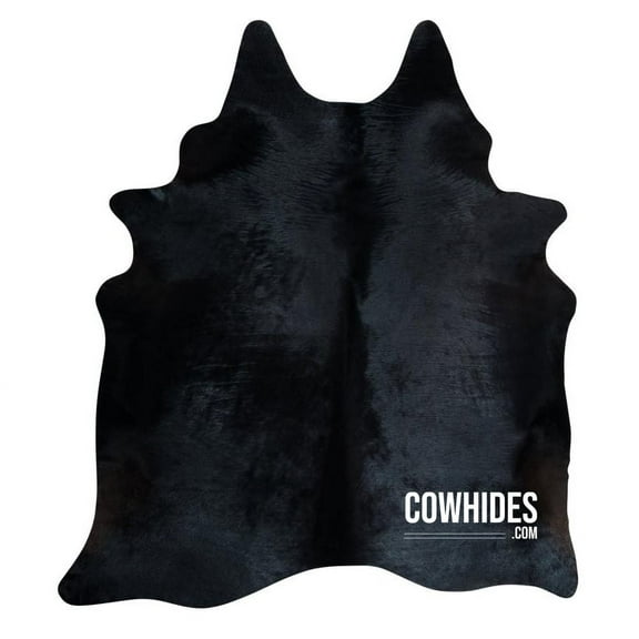 Natural Cowhide Area Rugs Solid Black (Medium - 6 FT x 6.5 FT)