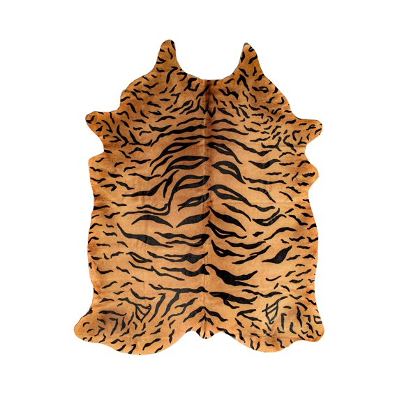 Natural Togo Cowhide Rug | Tiger black on natural | 6'x7'