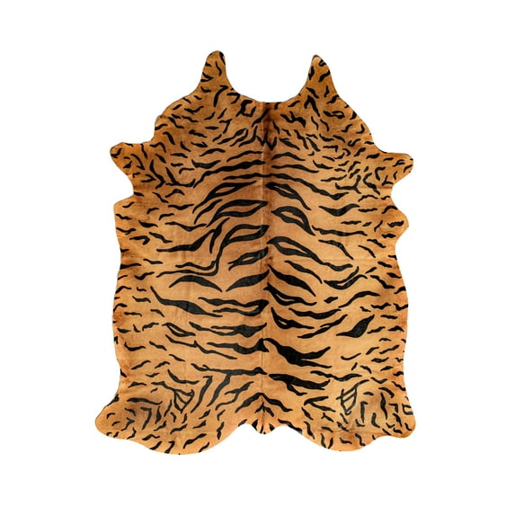 Natural Togo Cowhide Rug | Tiger black on natural | 5'x7'
