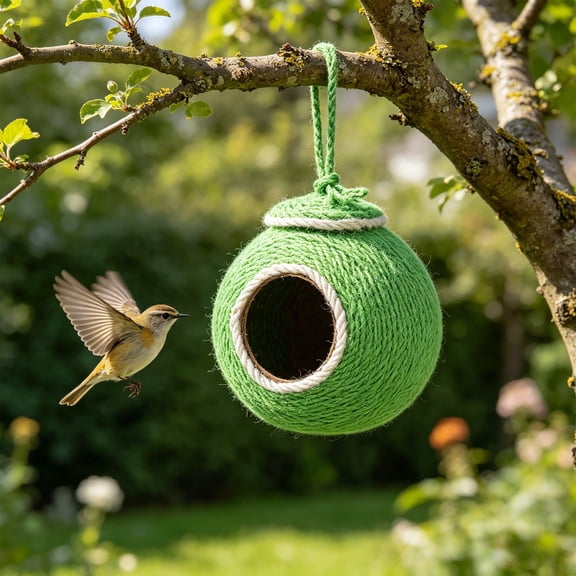 Natural Cozy Parrot Hideaway Shelter, Coconut Shell Warm Hanging Bird Hut Bed, Durable Rest Space Toy for Cockatiel Budgie Lovebird Parakeets, Breathable Hanging Bird Cage Accessories