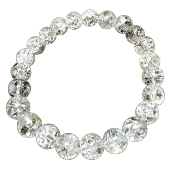 Natural Crackle Quartz 8mm Round Shape Smooth Cut Beads Stretchable Bracelet for Men & Women.